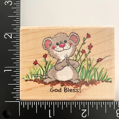 Rubber Stampede Suzys Zoo God Bless A1805E Wood Mounted Rubber Stamp - Image 1 of 3