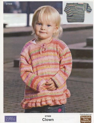 Marks & Kattens Knitting Pattern #07009 Sweater w/ and w/o Ruffles Baby Child - Image 1 of 2