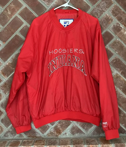 Vintage Indiana Hoosiers LOGO 7 Nylon Red Pullover Windbreaker Adult Size Large Cover