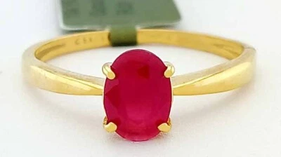 GENUINE 1.25 Cts RUBY RING 10k YELLOW GOLD - Free Appraisal Service - NWT - Image 1 of 4