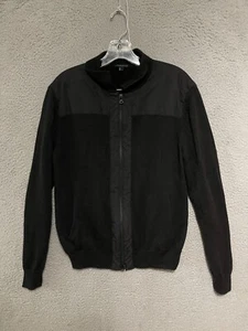 Theory Mens Jacket Flynn Vibration Black Size Large Full zip Adult Cotton Blend - Picture 1 of 5
