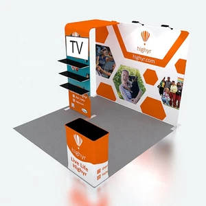 Trade Show Display 10ft Booth Exhibition Pop Up Stand with Shelves Podium Lights - Picture 1 of 8