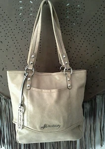 Borsa a tracolla B Makowsky Margene tote bag charm pelle testurizzata scintillante tortora $288 - Foto 1 di 8