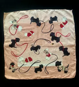 Burberry London Scotty Hunde auf rosa Seidentwill Vintage quadratischer Schal - 19’X19” - Bild 1 von 3