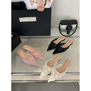 2025 Summer Womens Flat Mesh Sand Shoes Pointed Toe Toe Slippers Sizes 35-39 New - Picture 1 of 27