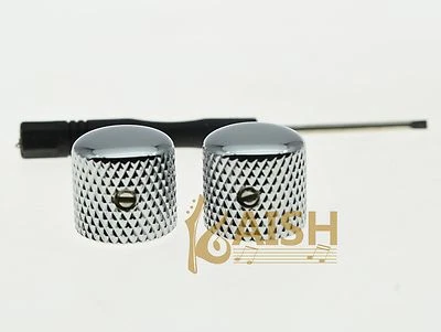 2pcs Set Screw Metal Guitar Dome Knobs  Chrome for Telecaster or Bass Knob - Image 1 of 3