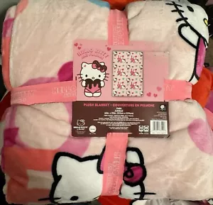 Hello Kitty Pink LOVE Plush Twin Blanket-Pink-60x90-Valentines Day - Picture 1 of 2