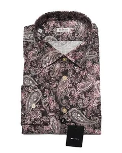 Kitón $610 Rosa Negro Cachemira Calce Ajustado Algodón Camisa Informal Deportiva (41 eu) 16 EE. UU. - Imagen 1 de 4