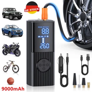 Elektrische Luftpumpe 9000mAh Akku Auto Fahrrad Mini Kompressor LED Taschenlampe - Bild 1 von 12