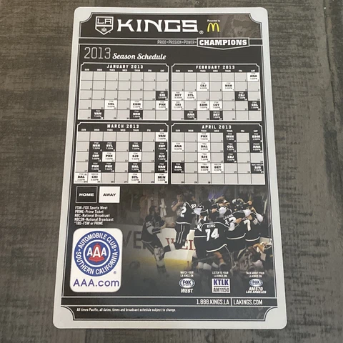 Los Angeles Kings 2013 Magnet Season Schedule LA Kings CHAMPIONS photo Cover