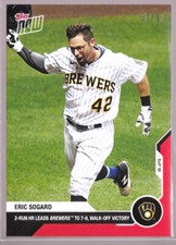 Eric Sogard Brewers Walk-Off on Jackie Robinson Day 2020 TOPPS NOW #175 Red 9/10