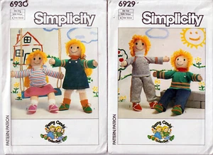 Simplicity 6929 6930 Lot of 2 Stuffed Doll and Clotthes Sewing Pattern 21 Inch - Picture 1 of 5