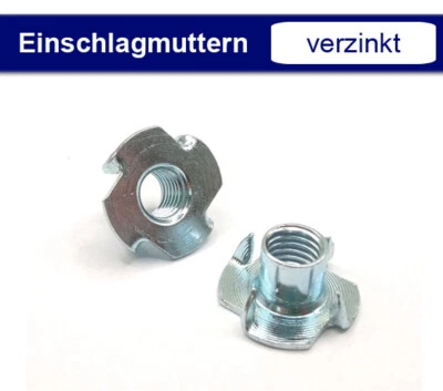 Einschlagmuttern M3 - M10 Holz metrisches Gewinde Einschlag Muttern Stahl verz. - Bild 1 von 3