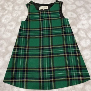 Wool Jumper Dress Girls Size 4 ONeil of Dublin Ireland Green Tartan Plaid - Picture 1 of 7