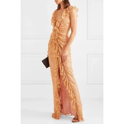 Maxi Vestido Alice McCall Notion Encaje Metálico AU 6 US 2 Dorado Largo Formal Foto 1 de 4