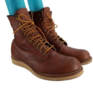 Red Wing 708 Classic Brown Leather 7" Work Boots Size 9 D Combat Outdoor - Picture 1 of 15