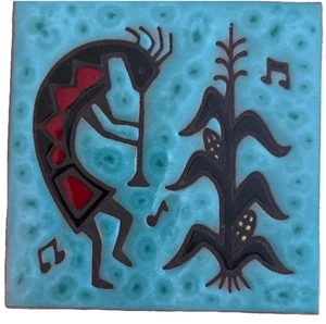 Azulejo artístico Teissedre Kokopelli 4x4 posavasos decoración trivet - Imagen 1 de 6