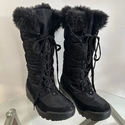 Womens  SZ. 8.5 US  39 Eur Spring Step Alpi Tex Black Winter Snow Boots Faux Fur - Image 1 of 4