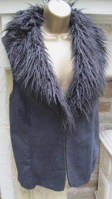 Dorothy Perkins Black Suede/Fur Gillet Size 10 - Image 1 of 4