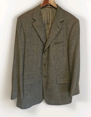 Ermenegildo Zegna Mens Wool Cashmere Silk Plaid Sport Blazer Green US 42 L   - Image 1 of 4