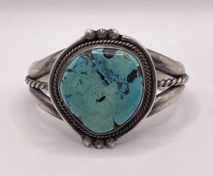 Sterling Silver Navajo Extra Large Turquoise Stone Cuff Bracelet(71.23g) - Picture 1 of 6