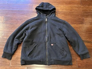 Wrangler Workwear Black Sherpa Fur Lined Mens XL Canvas Zip Pocket Hoodie Jacket - Picture 1 of 15