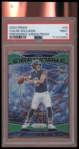 2024 Panini Prizm #25 Caleb Williams Fireworks Green Prizm PSA 9 - Picture 1 of 2