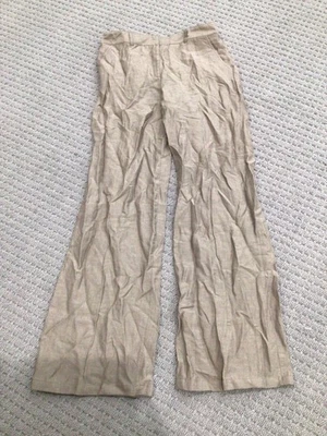 Pantalones Made In Italy Beige Mezcla Lino 42 Nuevos con Etiquetas Foto 1 de 3