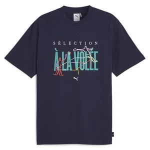PUMA A La Volee Graphic Crew Neck Short Sleeve T-Shirt Mens Blue Casual Tops 624 - Picture 1 of 6