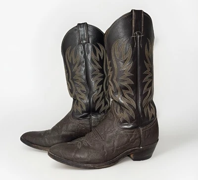 Botas de Vaquero Justin Para Hombre Estampado de Elefante Cuero Marrón Western Talla 7.5 D Foto 1 de 4