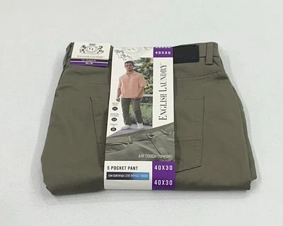 English Laundry Men's Straight Fit 5 Pocket Air Touch Comfort Pants, Green,40x30 - Image 1 of 4