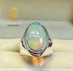 Natural Ethiopian White Opal Ring – Handmade 925 Sterling Silver, Unique Gift - Picture 1 of 8