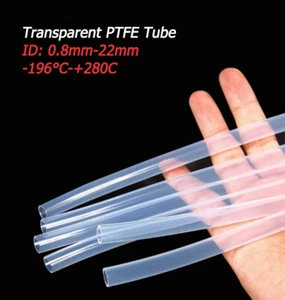 Transparent PTFE Tube Tubing Pipe ID 1mm-22mm High Temperature Heat Resistance - Picture 1 of 12