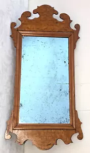 Antiker verkleinerter Vogelaugenahorn Chippendale Quecksilber Glas Spiegel 19. Jahrhundert - Bild 1 von 24