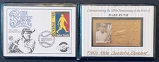 GUYANA BABE RUTH 100TH ANNIV GOLD FOIL STAMP + FDC IN WALLET 1995 MNH BASEBALL