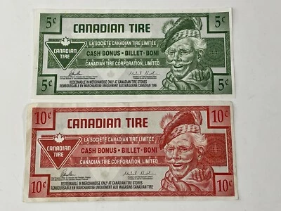 Lote de 5 centavos y 10 centavos Canadian Tire Money 2014 circulado Foto 1 de 4