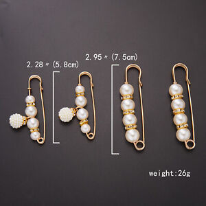 6pcs Pearl Brooch Pins Set Sweater Shawl Pins Faux White Pearl Safety Pins Gifts
