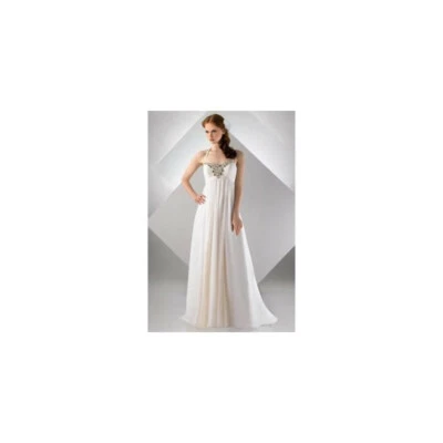 Bari Jay 10 Ivory Wedding Dress Romantic Greek Goddess Chiffon Bling 69925 NWT - Image 1 of 4