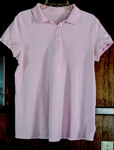 Women's Size Large Light Pink Polo Maternity Shirt Solid Short Sleeve - Picture 1 of 5