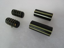 Art Deco Black yellow inlaid Plastic Buttons Wood metal geometric 2 sets