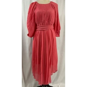 Women's NWT Boohoo MATERNITY PLEATED PUFF SLEEVE MIDI DRESS Size: 14 - Picture 1 of 15