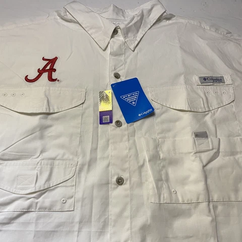 Columbia Shirt Men’s XLT Alabama Crimson Tide White PFG Vented Button Down NWT Cover