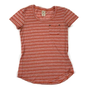 Faded Glory Womens T Shirt Short Sleeve Stripes Orange XS - Picture 1 of 8