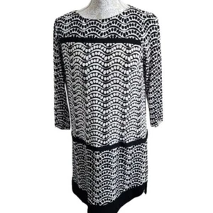 Donna Morgan Dress black and white Stretchy 3/4 sleeve sheath Mini Women's 8 - Picture 1 of 7