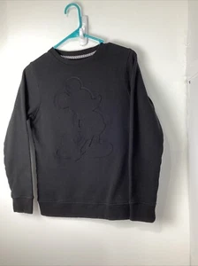 Disney 3d Mickey Mouse Face Outline Kids Sweatshirt All Black Size Large - Picture 1 of 5