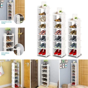 Flur Schuhregal Schmal Standregal mit 6/7/8 Ebenen Ecke Schuhablage Regal Weiß - Bild 1 von 41