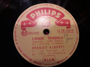 78 giri"FREDDY ALBERTI " LES BELLES DE NUIT - L'HOMME TRANQUILLE " PHILIPS VG+ - Picture 1 of 2