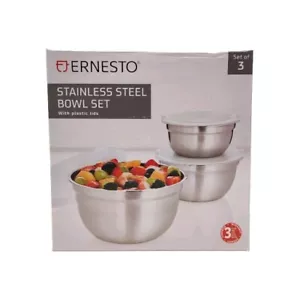 Ernesto 3er Set Edelstahl Schüsseln 14 cm 16 cm 18 cm mit Deckel - Bild 1 von 4