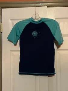 Kids TSLA Dandelion (Pappi) Print Rash Guard Swim Surf Shirt Large Blue SPF 50+ - Picture 1 of 2