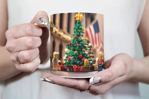 ⭐️️Exclusive Lego Christmas Scene Mug - Wall Street & NYSE | NYC | New York⭐️️ - Picture 1 of 5